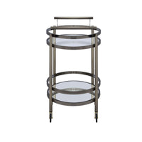 Oval Metal Serving Cart, Clear Glass & Gold