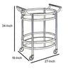 Oval Metal Serving Cart, Clear Glass & Gold