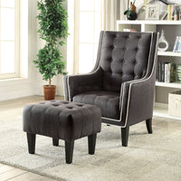 Wooden & Fabric Chair & Ottoman, 2 Piece Pack