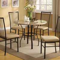 Metal & Marble Dining Set, Brown, 5 Piece Pack