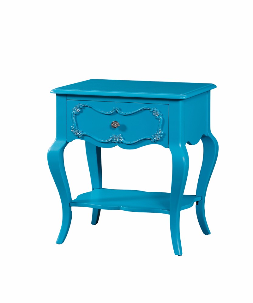 Traditional Style Wood Nightstand, Blue