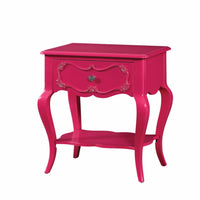 Traditional Style Wood Nightstand, Pink