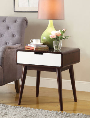 End Table (USB Power Dock), Espresso & White