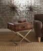 End Table, Vintage Mocha (Brown) Top Grain Leather