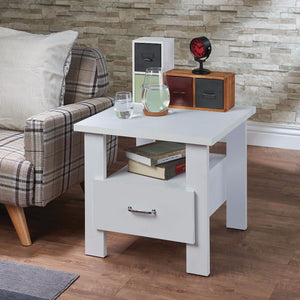 Square One Drawer Wood Nightstand, White