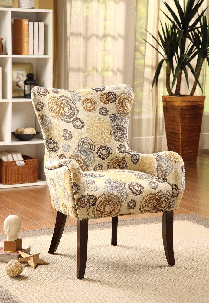 Printed Accent Chair, Fabric & Espresso