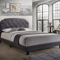 Modern Queen Bed, Gray Fabric