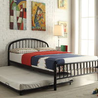 Metal Full Bed In Slatted Style, Black