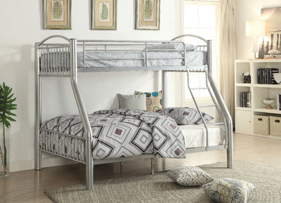 Metal Twin-Full Bunk Bed, Silver