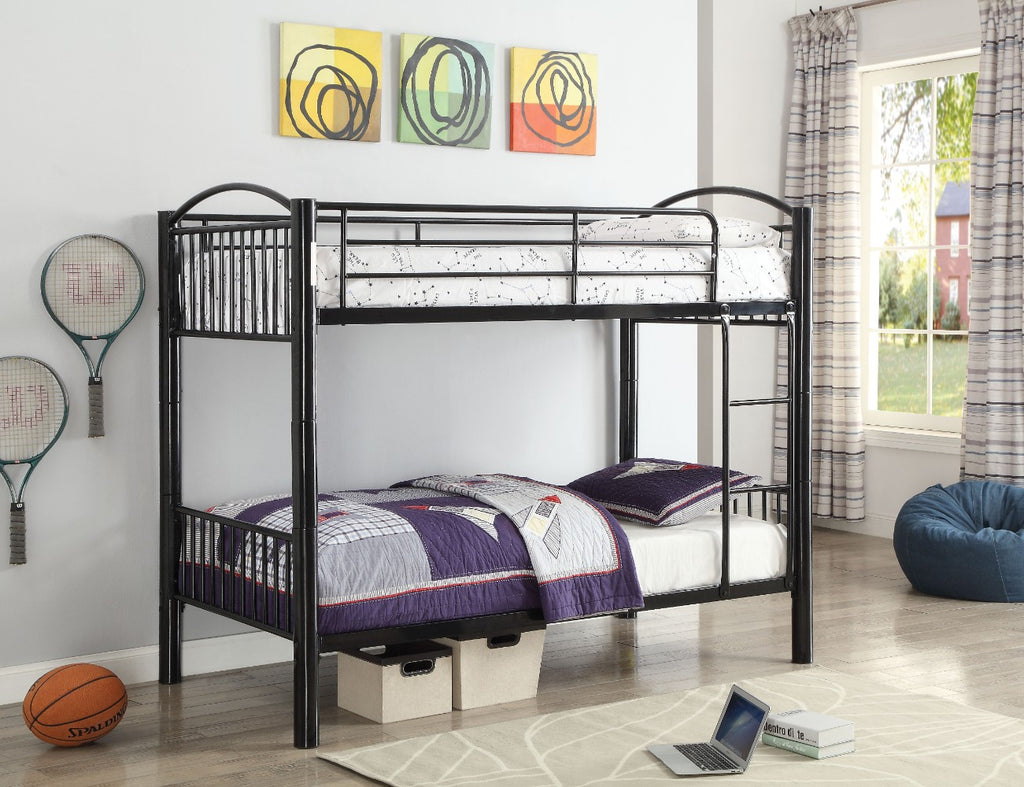 Metal Twin-Twin Bunk Bed, Black