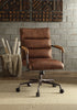 Metal & Leather Executive Office Chair, Retro Brown