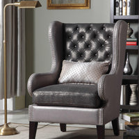Polyurethane Accent Chair With Pillow, Gray