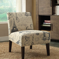 Wooden & Fabric Accent Chair , Multicolor