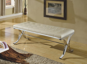 Metal Frame Bench, Beige & Silver