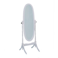 Wooden Oval Floor Mirror, White Finish