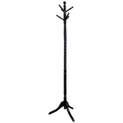 Sturdy Wooden Twist Hall Tree Coat Rack, Dark Brown