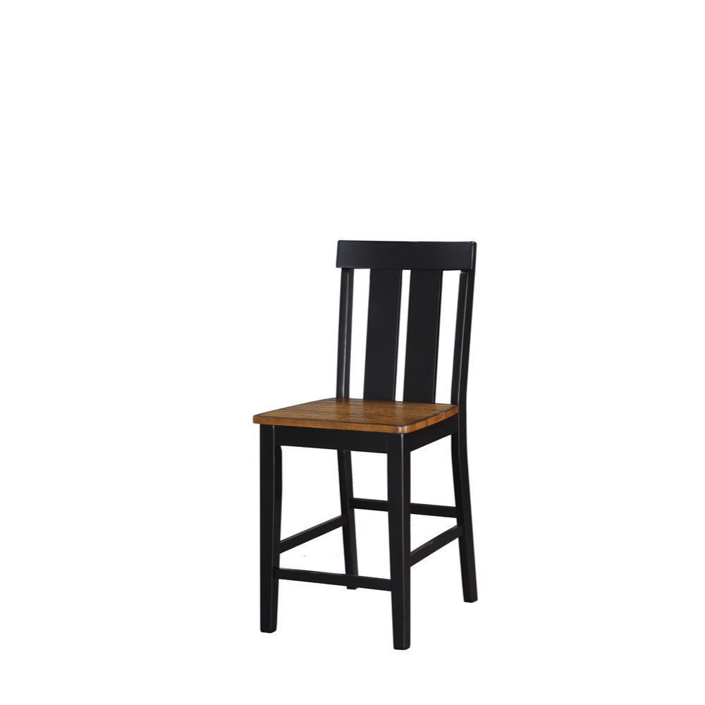 Rubber Wood High Chair, Black & Brown, Set of 2