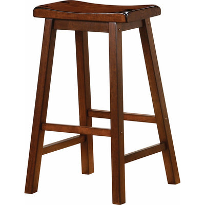 Wooden Casual Bar Height Stool, Chestnut Brown, Set of 2