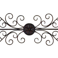 Traditionally Carved Metal Wall Plaque With Scrollwork, Brown