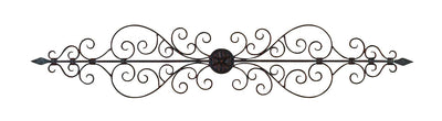 Traditionally Carved Metal Wall Plaque With Scrollwork, Brown