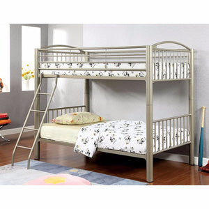 Metallic Twin-Twin Bunk Bed, Gold