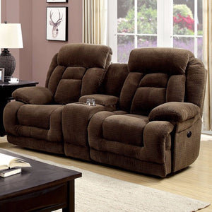 Minimalistic Style Motion Recliner Love Seat, Dark Brown