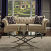 Premium Velvet Fabric Sofa With 2 Patterned Pillows, Beige