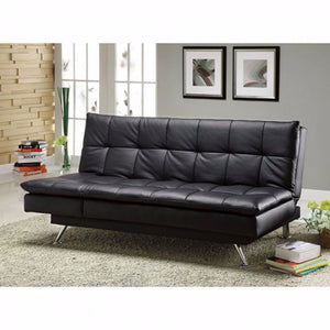 Leatherette Couch Futon, Black