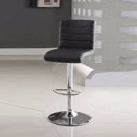 Leather & Metal Armless Bar Stool, Black