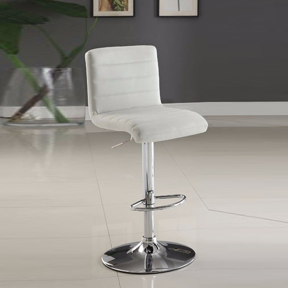 Leather & Metal Armless Bar Stool, White