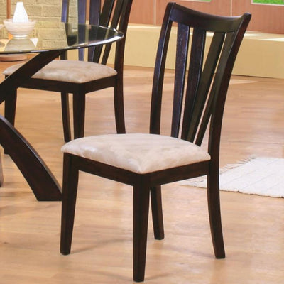 Wood & Fabric  Dining Side Chair, Cream & Brown, Set of 2