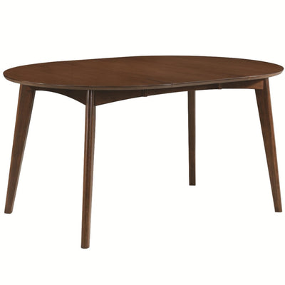 Round Mid Century Modern Dining Table, Dark Walnut Brown