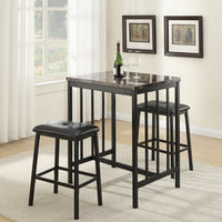 3 Piece Rubber Wood Counter Height Set Black