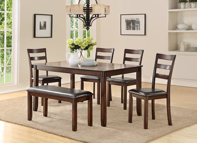 Rubber Wood 6 Pieces Dining Set In Brown