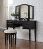 Vanity Set Featuring Stool And Mirror Black