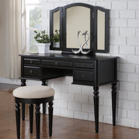 Vanity Set Featuring Stool And Mirror Black