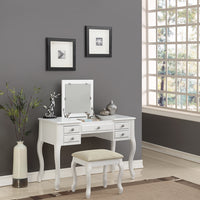 Vanity Set Featuring Stool And Mirror White