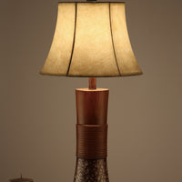 Bell Shade Table Lamp With Tall Base Stand Brown set of 2