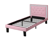 Polyurethane Twin Size Bed In High Headboard In Pink