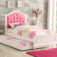 Twin Size Bed With Trundle In Pink And White