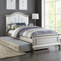 Twin Size Bed With Trundle In Silver And White