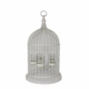 Metal Bird Cage Candle Holder, Off White