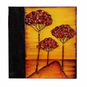 Metal Wall Plaque - Tree, Orange