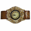 Embellished Wrist Look Metal Wall Clock,Brown