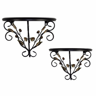 Traditional Metal Wall Decor,Brown,Set Of 2