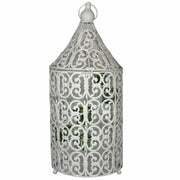 Snowy Metal Bird Caged Lantern,White-Blue