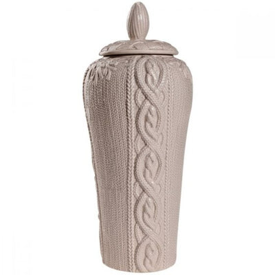 Rock Based Intriguing Pattern Lidded Jar, Beige