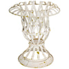 Small Metal Lattice Urn, White