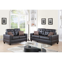 2 Pieces Sofa Set With Pillows In Dark Brown