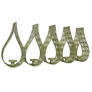 Metal Candle Holder In An Array, With 5 Holders, Beige